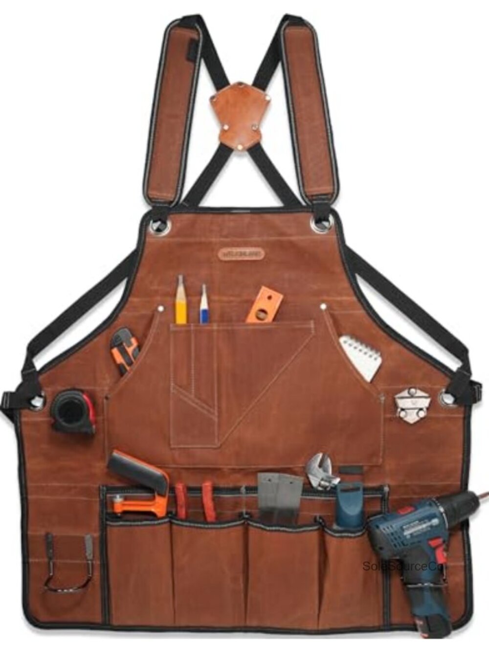 WELKINLAND 11-Pocket Waxed Canvas Tool Apron EVA Padded